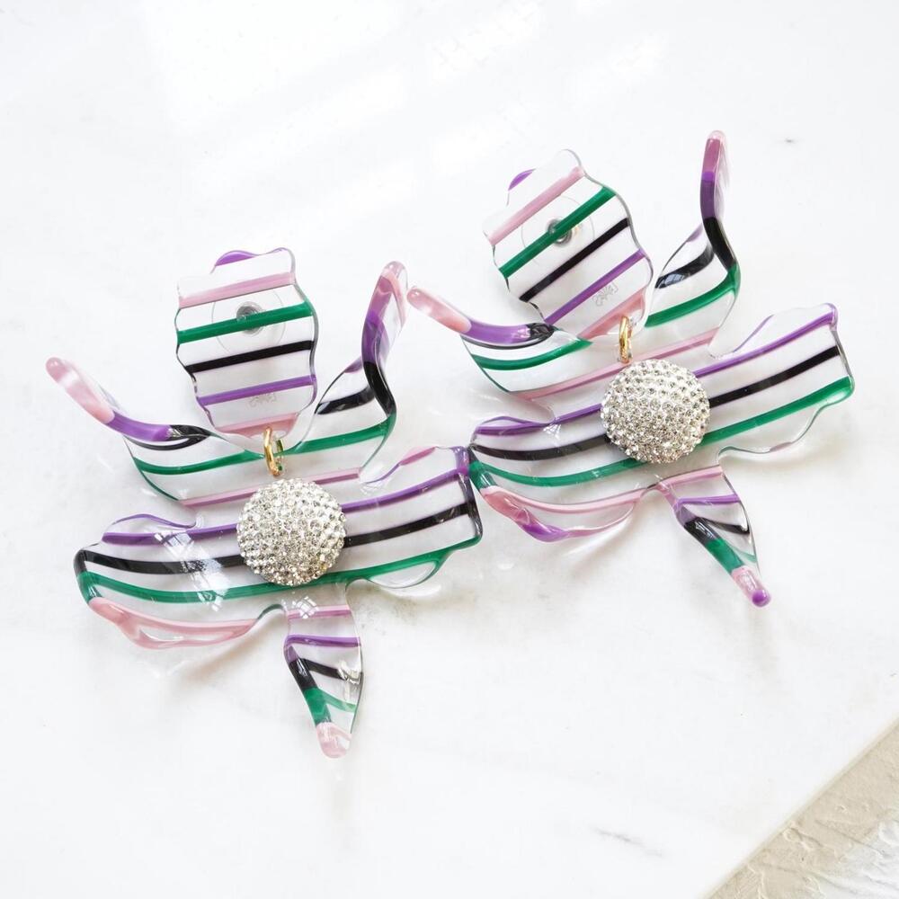 Lele Sadoughi Small Crystal Lily Earrings Lilac Sunset